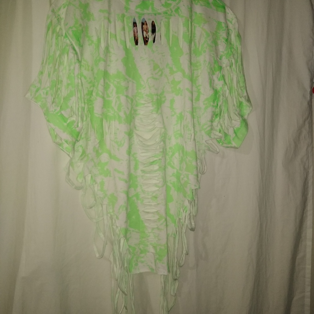 New XL 80s vntg neon green tear wear swim cover up